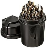 Cle-Line C21165 Bit Barrel Style 1875R High Speed Steel Mechanics Length Drill Set, Black and Gold F