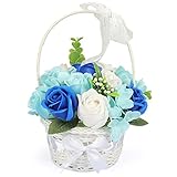 YOBANSA フレグランス ソープフラワー 創意花かごギフトボックス 誕生日　父の日　記念日　先生の日　バレンタインデー　昇進　転居など最適としてのプレゼント (青いバラ)