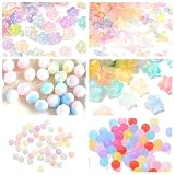 680個以上 6種6袋 Bセット 4mm~12mm フロスト 金箔入り 暗闇で光るビーズ ルミナス フローズン AB グラデーション アクリルビーズ 【森の雑貨屋さん】
