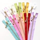 YKK 玉付きファスナー 20cm ゴールド 10色セット 3G20-10MIX