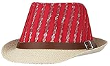 GEMVIE 中折れ帽子 イングランド風 紳士ハット カンカン帽 男の子 女の子 ストライプ 通気性よい ベルト仕様 かっこいい 日よけ アウトドア レッド