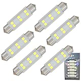 WiseShine 578 LED 超高輝度 6000K ホワイト 211 212-2 214-2 6413 LED バルブライト Festoon 43mm 44mm DC 12V 車用 ライト 読書灯 マップライト(6個セット)