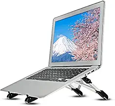 Megainvo ノートパソコン スタンド PCスタンド ノート 折りたたみ式 PCホルダー 高さ・角度調整可能 軽量 アルミ合金 PC/MacBook/ラップトップ/iPad/タブレット 3in1