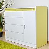 チェスト タンス 幅120 4段 完成品 木製 ツートンカラー ローチェスト 収納家具 AYU-3-325-F (イエロー)