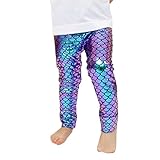 ベビーガールズ服マーメイドフィッシュスケールストレッチレギンスパンツ (3-4 歳, A)