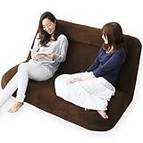 LOWYA （ロウヤ） 【あぐらシリーズ】 ローソファー リクライニング 42段階 ポケットコイル フロアソファ 2人掛け ソフト生地 ブラウン おしゃれ 新生活