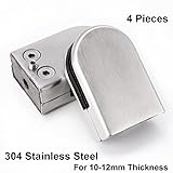 qrity 4 x Big 304ステンレススチールクランプガラスクリップガラスブラケットホルダーフラットサーフェスのウィンドウBalustrade 10 – 12 mm