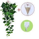壁掛　人工観葉植物　2本＋カゴ＋フックのセット　フェイクグリーン　造花　インテリア　飾り付け　吊り下げ　雑貨　藤　葉っぱ　室内　屋外　ポトス　葡萄　ツタ　パーティー　イベント　結婚式　生き生きしてる　