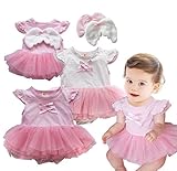 かわいい天使の羽半袖ベビースーツ (12-18M, ホワイト)