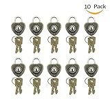 diaosnxのセット10個入りヴィンテージMiniハート形南京錠キーロック、キー、アンティーク真鍮