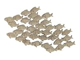 The Cape Cod学校の魚、Hand Crafted壁アート、ペイントoverメタル、by Whole家Worlds 3 Ft 2" Long シルバー 10016730