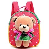 「Bidear」通園バッグ 幼稚園 保育園ショルダー 子供 キッズ 通園バック 迷子防止カバー 可愛いグリッドベビーリュック おしゃれなクマぬいぐるみ （ 1-6歳子供リュックサック　ベビーギフトや贈