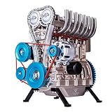YIFAN V4 4シリンダー 車エンジン組み立てキット 走るDIYフルメタルエンジンモデルキット 12歳以上のお子様向け