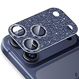 Podick カメラカバー iPhone17 Pro Max用 カメラフィルム キラキラ 9H強化ガラス アルミ合金 耐衝撃 いphone17pro max カメラ保護 高透過率 キズ防止 露出オーバー防止 一体化 全面保護 気泡ゼロ 指紋防止 貼り付け簡単 アイフォン17プロマックス 対応 レンズプロテクター(17ProMax,ディープブルー)
