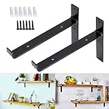 Sumnaconリップ、で頑丈なシェルフブラケット、工業装飾フローティングシェルフブラケット壁マウントコーナーブレースのサポートBookshelves、DIYシェルフ、2個8 " x6 "マットブラッ