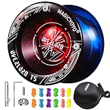 MAGICYOYO プロフェッショナル レスポンシブ ヨーヨーT5 オーバーロード、デュアル機能 Yo Yo Pro 合金 ヨーヨーメタル バインドリターン トリック ヨーヨー、フラットベアリング + ベアリングリムーバーツール + 車軸 + ヨーヨーストレージバッグ + ヨーヨーストリング 12本