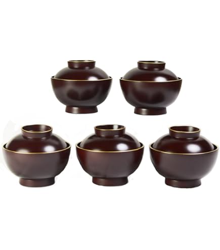 Amazon.co.jp: CG66時代輪島塗山水金蒔絵黒塗御吸物椀二客木製漆器研出