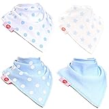 Zippy Fun Bandana Dribble Bibs for Baby Boys and Toddlers (Baby Blue and White set) (Pack of 4)