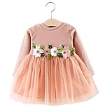 FEVON　ワンピース　子供　長袖　秋　冬　女の子　ベビー服　赤ちゃん　可愛い　チュール切り替え　花刺繍　おしゃれ　ふわふわ　キッズドレス　ガールズ　女児　出産祝い　入園式　卒園式