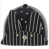 Spinas(スピナス) キッズ ベビー 帽子 キャップ ロゴ うさぎ ストライプ メッシュ 夏 ワイヤー つば かわいい 日よけ UVカット 熱中症 防止 おでかけ 男の子 女の子 全3色 ブラック