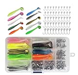 ワーム ルアー ルアーセット ジグヘッド 100個セット（ワーム5.5cm 10色50個、ジグヘッド5サイズ50個1g1.8g2.5g3.5g5g）シーバス ルアー バス釣り アジ釣り 釣り針セット メバル 収納箱付き