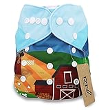 iZiv新生児1厚いおむつ付きオーガニック幼児防水/調整/再利用可能/洗えるポケット布おむつのフィット赤ちゃん0.5-3歳(スカイ)