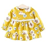 YY-Natuhi ベビー服 女の子 ワンピース 長袖 秋冬 子供ドレス キッズ服 新生児 赤ちゃん かわいい 入園式 入学式 ベビー 女児 花柄ワンピース (90cm, 1イエロー)