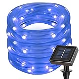 LE ロープライト ソーラーライト ガーデンライト 10m 100LED ポータブル 光センサー 防水 青色 結婚式 パーティー クリスマス