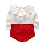 Cutelove　カーバーオール　ロンパース　シャムコーティング　ニット　編み物　花の襟　ロングスリーブ　長袖　ロングズボン　綿　女の子　ガールズ　ベビー　赤ちゃん　幼児　秋　冬　春　可愛い　ファッシ