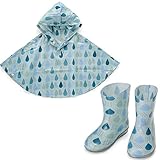 LATAKKO キッス゛ホ゜ンチョ　レイント゛ロッフ゜（100cm）＆レインブーツ（17cm） ポンチョ レインコート キッズ 100cm 子供 雨合羽 長靴 キッズ 17cm レインブーツ レインポ