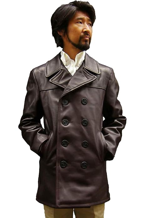 Amazon | [ショット] SCHOTT 140 メンズ レザー ダブル ピーコート 