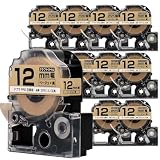 【インクのチップス】キングジム対応 テプラPRO用互換 SPK12J (クラフトラベル) 互換テープカートリッジ クラフト紙ベージュ/黒文字 12mm 10個セット ＜ナチュラル素材のラベルテープ＞