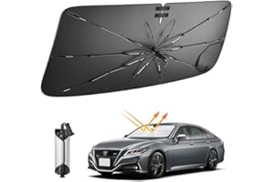 【2026新開発】LFOTPP トヨタ クラウン 210系 220系 用 フロント 傘型サンシェード 紐引き 車種専用設計 遮光断熱 UVカット 暑さ対策 220クラウン フロントガラス サンシェード ダッシュボード保護 擦り傷防止 車中泊 14代目 15代目 アクセサリー 遮光 車シェード 10本ガラス繊維骨 取付簡単 内装パーツ - 1