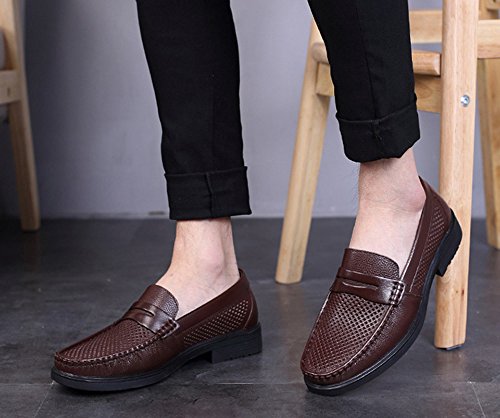 Sufoen 軽量 スリッポン 革靴 メンズ スリッポン 夏 メッシュサンダル