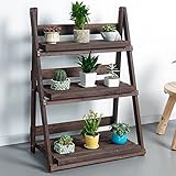 消毒木製フラワースタンド 木製フラワーラック/屋内および屋外の植物ラック/多層フラワーポット/3階ラダー階段/フロアタイプフラワーディスプレイスタンド 強い支持力 (色 : A)