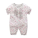エルフ ベビー(Fairy Baby)ベビー服女の子 半袖ロンパース 可愛いイチゴ柄 グレー サイズ：80