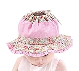 出産祝い　ギフト　ベビー　赤ちゃん　日よけ帽　キャップ　ハット　お姫様の帽子　紫外線　防止　花柄　水玉　可愛い　柔らかい　通気　快適　6-24ヶ月（ピンク）