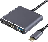 USB C to HDMIアダプター JZVデジタルAVマルチポートアダプター USB 3.1 Type Cアダプターハブ HDMI-4K HDMI出力 USB 3.0ポート USB-C充電ポート MacBook Pro MacBook Air 2020に対応 （グレー）