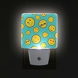 Alaza LED Night Light withスマートDusk to Dawnセンサー、かわいい絵文字デザインPlug In Night Light Great Forベッドルームバスルーム、廊