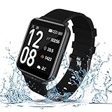 【最新版】スマートウォッチ ブレスレット フルタッチスクリーン IP68防水 15日間天気予報 活動量計 着信通知//Lineなど通知 GPS機能 遠隔カメラ 目覚まし時計 ストップウォッチ 日本語説明書 iphone&Android対応 (ブラック)