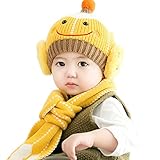 (よキーよ)Yokeeyo ニット帽子とマフラーのセット 耳まであたたかキャップ 赤ずきんちゃん風マフラー ニットキャップ 可愛い耳当て ハット 赤ちゃん キッズ 男の子 女の子 男女児 秋冬 防寒 