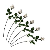 ALEKO 6 FRC人工フェイクシルク19インチクリームローズ花, Lot of 6