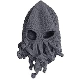 ゴシレ Gosear ユニセックス 子供 目新しさ 繊維 冬 編み物 フェイス マスク ニットひげイカ帽子 キャップ ため 3-8 年古い子供 グレー色