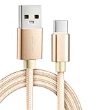 タイプc ケーブル usb Type C ケーブル タイプ C iPhone 17充電 usb c USB 2A 急速充電 データ転送 絡まない モバイルバッテリー 高耐久 (ゴールド, 1m)