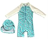 Bonverano(ボンワーラノ)　ラッシュガード　ベビー　男の子　長袖　ワンピース　紫外線対策　UVカット　水着　UPF50+　キャップ付き　二点セット　スイムウェア　ボーイ(24-36M)