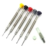 ステンレス製 精密ドライバーセット マイナス ( - ) 5サイズ 0.8 / 1.0 / 1.2 / 1.4 / 1.6 mm 予備ブレード各1本 収納ボックス付き 高速度鋼ブレード スクリュードラ