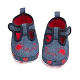 yjydadaベビー女の子プリンセスハートプリント最初Walkers新生児ソフトSoled滑り止め靴 12 レッド