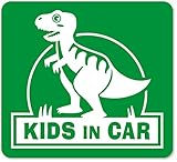 imoninn KIDS in car ステッカー　【マグネットタイプ】　No.71　ティラノサウルスさん　（緑色）