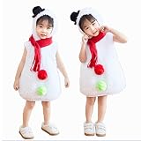 クリスマス 衣装 子供 雪だるま コスプレ 子供 スノーマン ワンピース ベビー キッズ 雪だるま コスチューム 着ぐるみ カーバーオール 帽子 マフラー付き ふわふわ 可愛い (雪だるま,140)