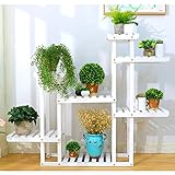 RBHJZ 屋外の花の花の植物のフレーム、木製のマルチフロアの床のバルコニーのリビングルームフラワーラック、白 A+